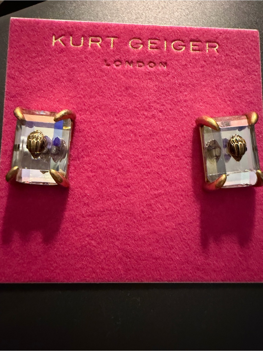 Kurt Geiger Clear Crystal  Stud Earrings - Gold Accents